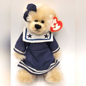 Ty Beanie Baby "Breezy" Blue and Cream Sailor Plush Toy 1993 Excellent Condition